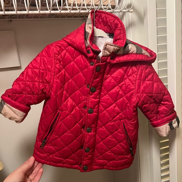 Burberry Other - Burberry red quilted hooded coat 12m